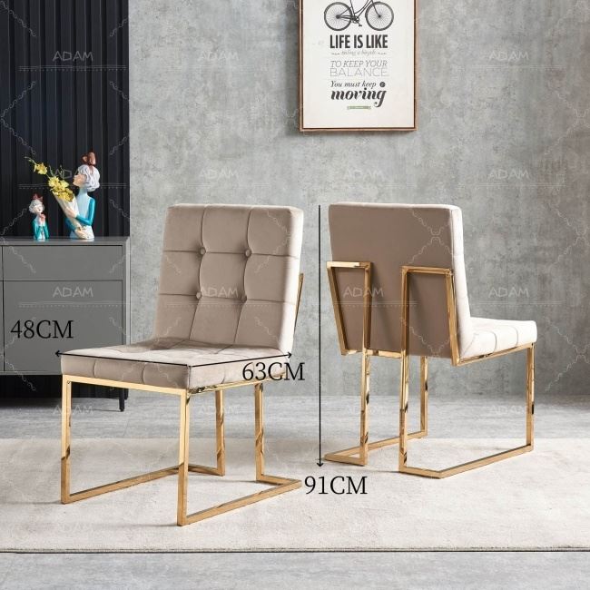 Tufted Fabric Dining Chair-2